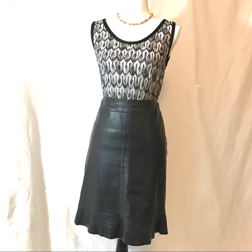 WORTH Black Leather Skirt Size 4
